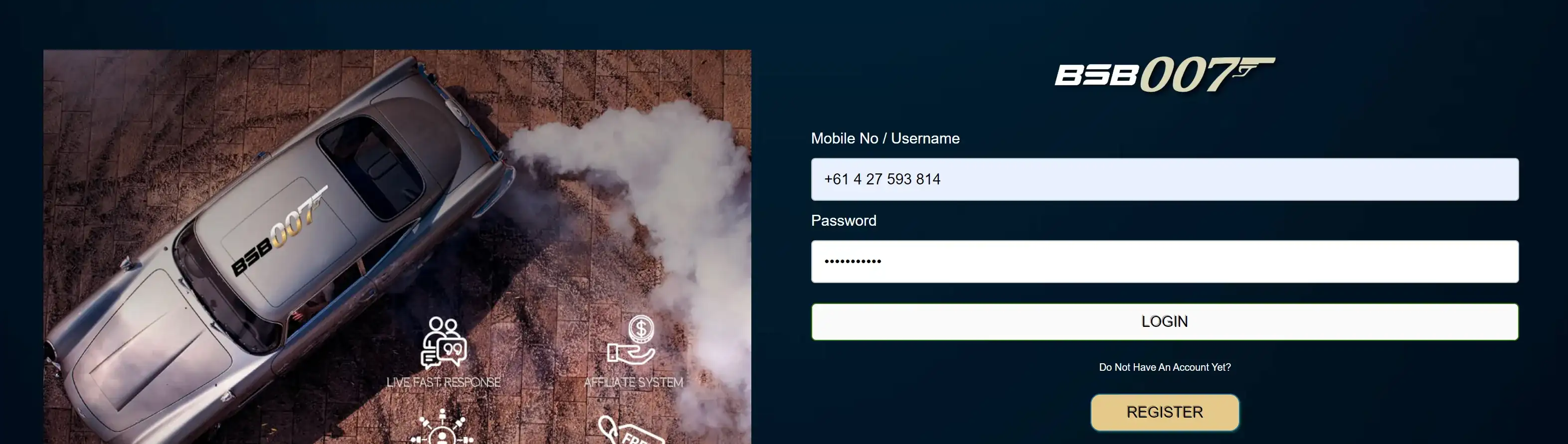 BSB007 secure login page