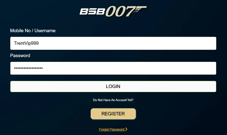 BSB007 Casino Login Form